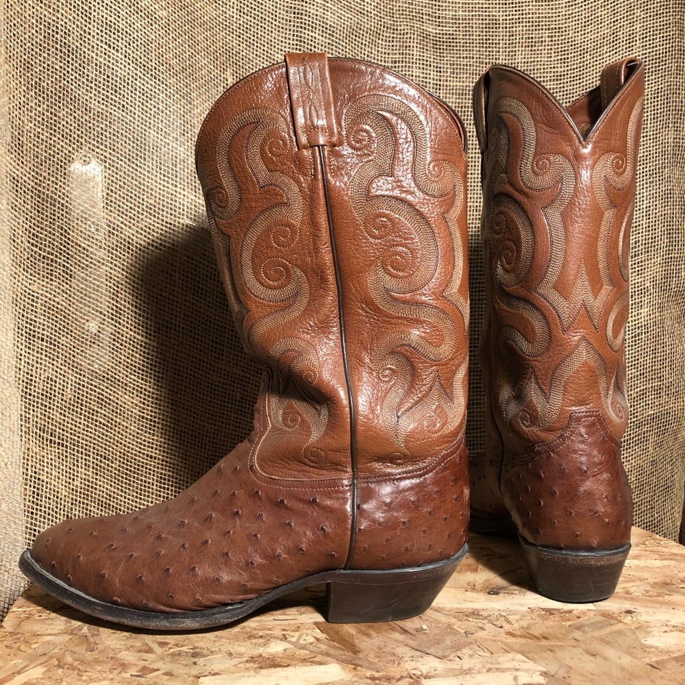 Tony Lama Mens Boots-ostrich and calf leather